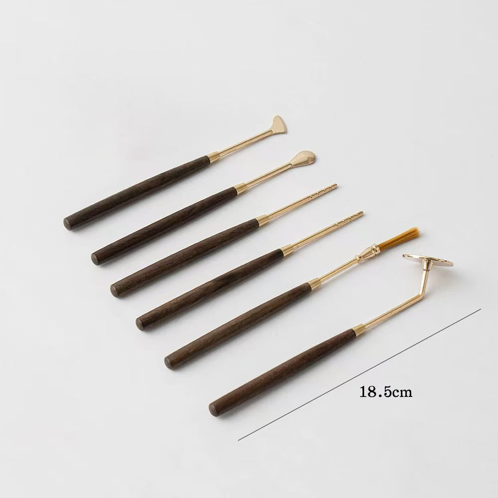 Wood handle five-piece incense seal tool set